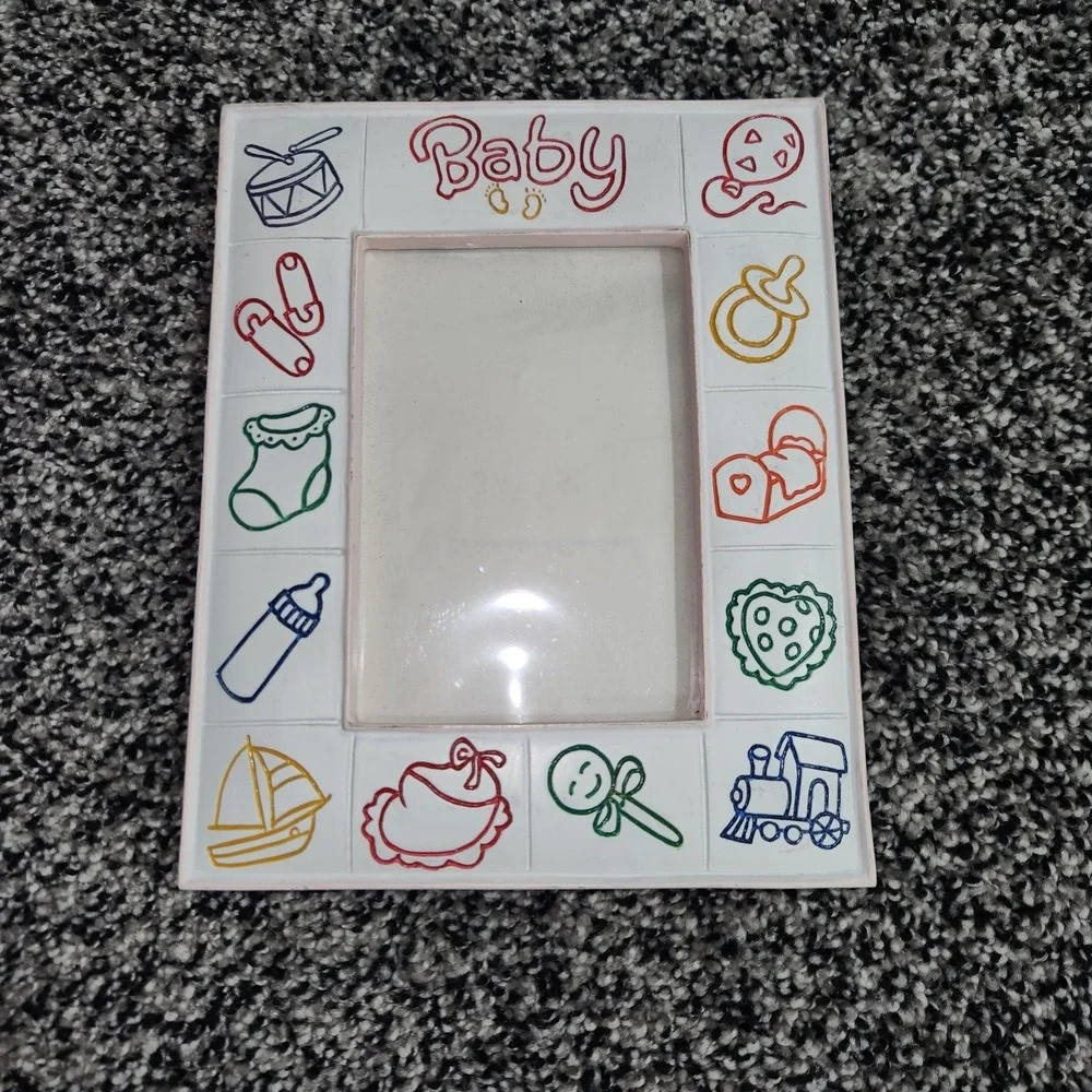 Vtg Baby Picture Frame Toy Color Block Cornerstone Creations 3.5x5